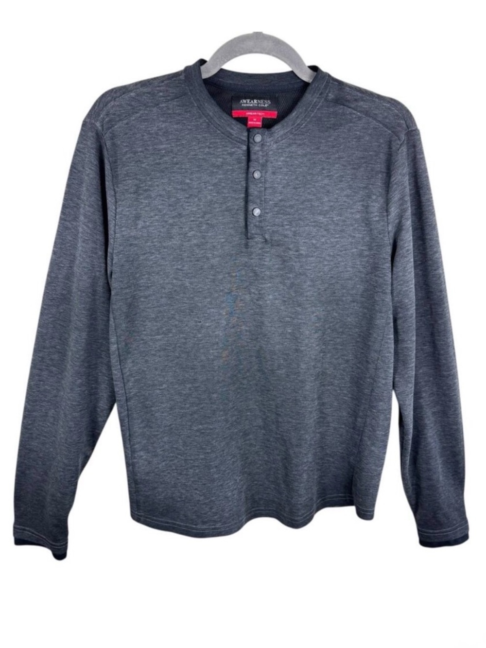 Kenneth Cole Awearness Awear-Tech‎ Gray Lightweight Long Sleeve 1/4 Snap Men's M